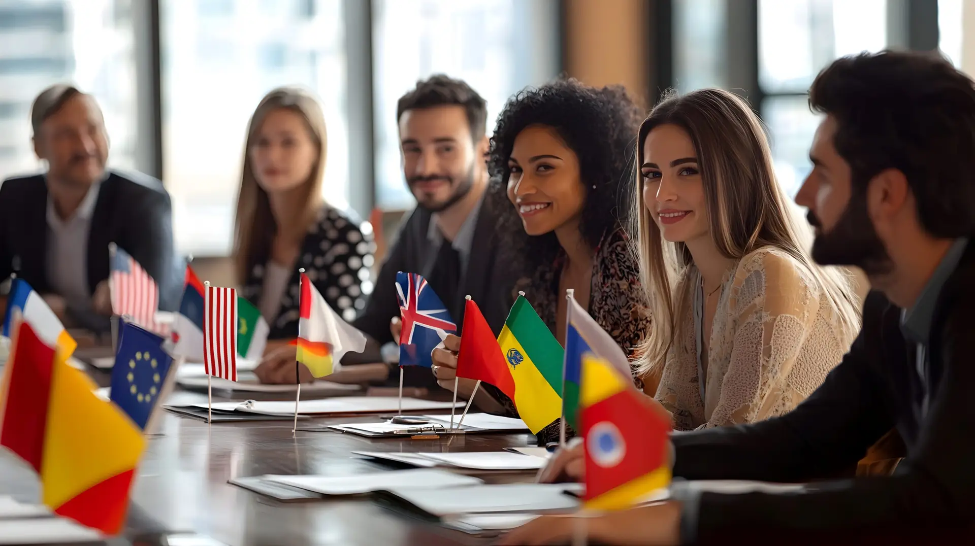 Diverse Global Business Team Collaborating at Multicultural Meeting